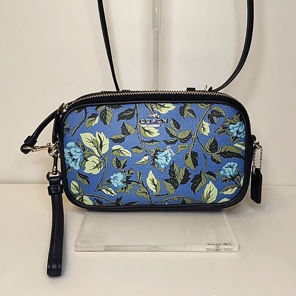 Coach Sadie Slate Sleeping Rose Crosabody Bag - Picture 3 of 14